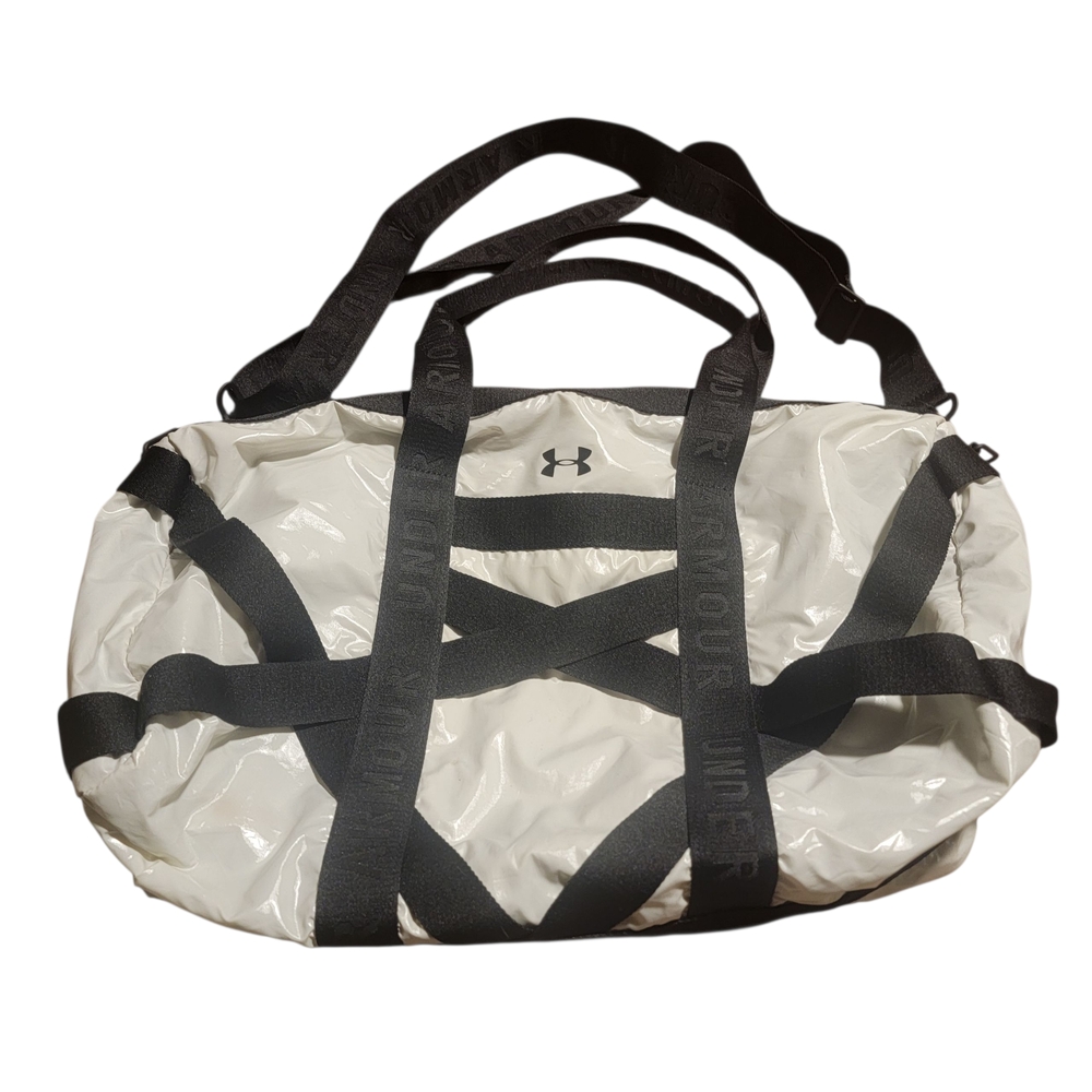 Under Armour White and Black Gym Duffel Bag
